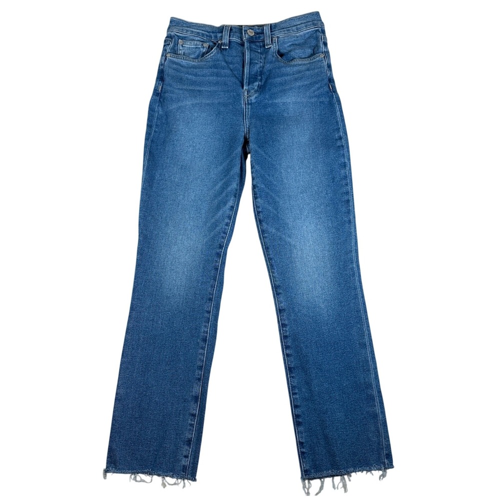 Frank & Eileen Cork Jeans Size 26 Blue High Rise Straight Leg Raw Hem